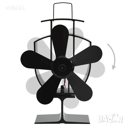 vidaXL Вентилатор за печка за топъл въздух, 5 перки, черен, снимка 3 - Вентилатори - 56147722