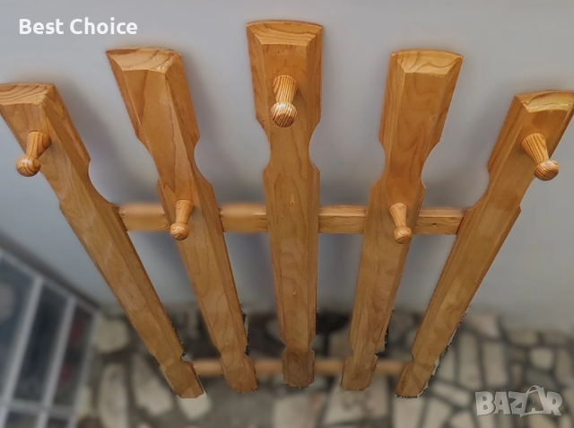 Масивна стенна закачалка от чам с пет сектора, снимка 2 - Закачалки - 52834511