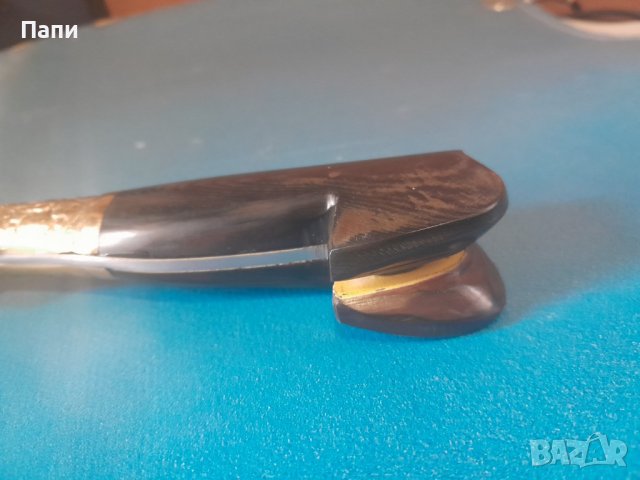 Голям ловен нож от биволски рог с бронз, снимка 8 - Ножове - 38390874