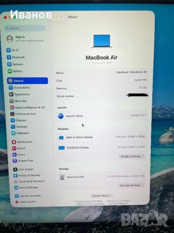 MacBook Air M4 16GB RAM 256GB SSD, снимка 8 - Лаптопи за работа - 52788806