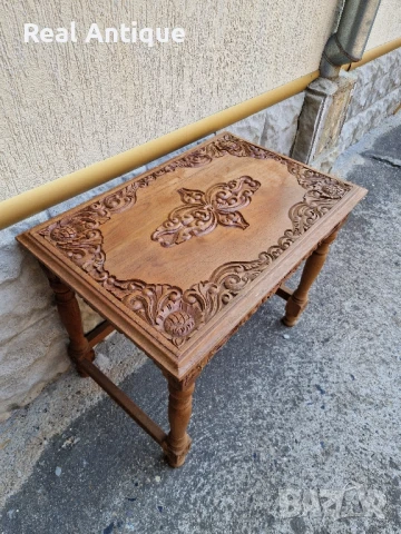 Страхотна антикварна френска масичка масив дърворезба, снимка 4 - Антикварни и старинни предмети - 51050996