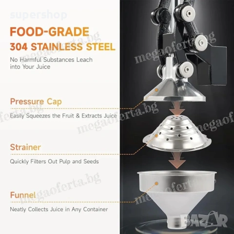 Ръчна цитрус преса за фреш Сокоизтисквачка за цитруси , снимка 8 - Сокоизстисквачки и цитрус преси - 53937118