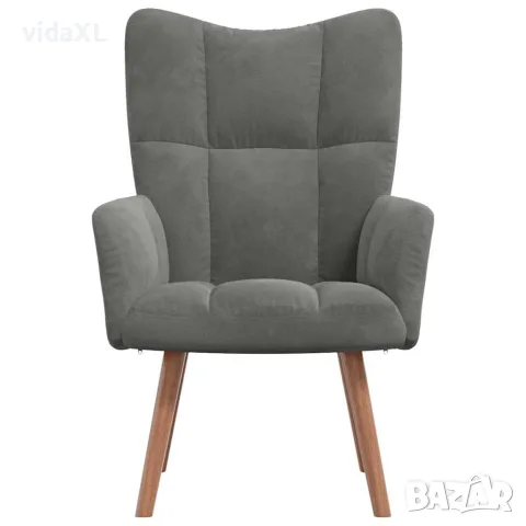 vidaXL Релакс стол, тъмносив, кадифе, снимка 3 - Дивани и мека мебел - 56146851