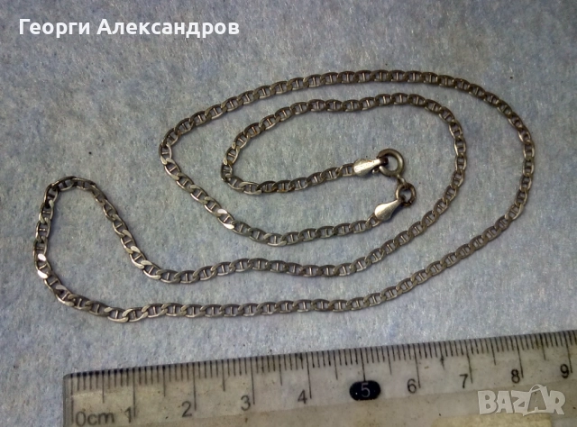 Марков СРЕБЪРЕН ЛАНЕЦ Сребро 925 с БЯЛА ПОЗЛАТА Класическа Плетка. УНИСЕКС модел