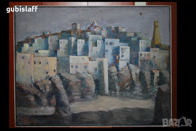 Стара огромна картина, градски пейзаж, Цв. Цветков,1982