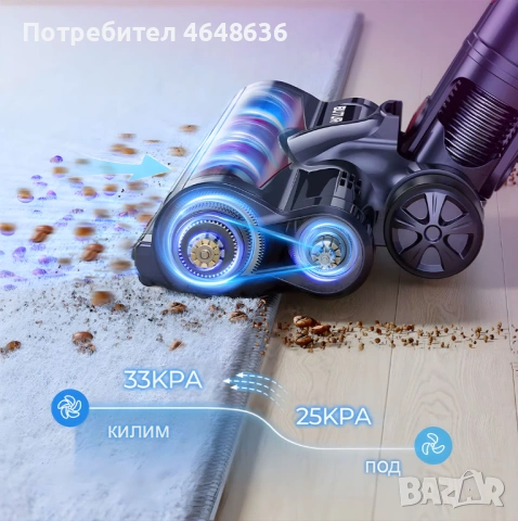 Безжична прахосмукачка BUTURE VC70 – нова, с гаранция, 33KPA, LED, снимка 2 - Прахосмукачки - 54140946
