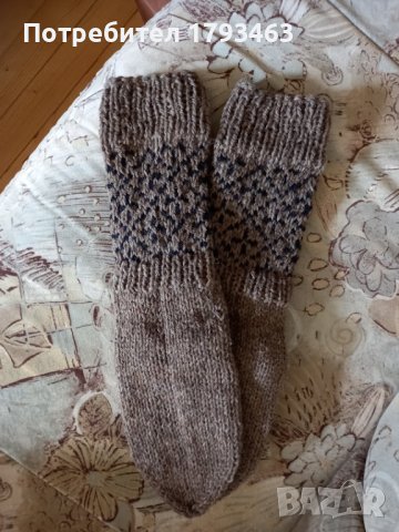 Ръчно плетени мъжки чорапи от вълна, размер 42, снимка 1 - Спортни дрехи, екипи - 42776001