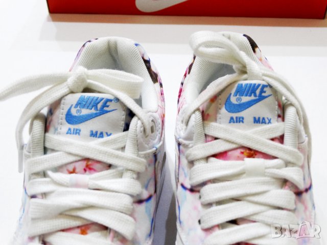 Намалени Nike Air Max 1 Print White/White-University Blue Cherry Blossom Дамски Маратонки Номер 38, снимка 7 - Маратонки - 36725965