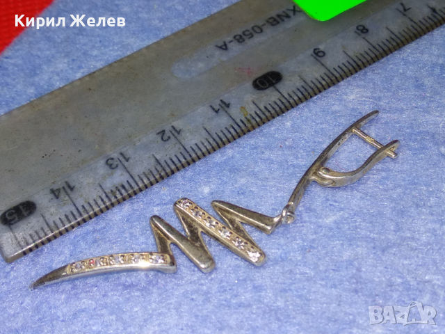 ЕФЕКТНА ФЕШЪН АРТ СКЪПОЦЕННА СРЕБЪРНА ОБЕЦА СРЕБРО 925 с АНГЛИЙСКО ЗАКОПЧАВАНЕ и ЦИРКОНИ 41931, снимка 7 - Обеци - 44721523