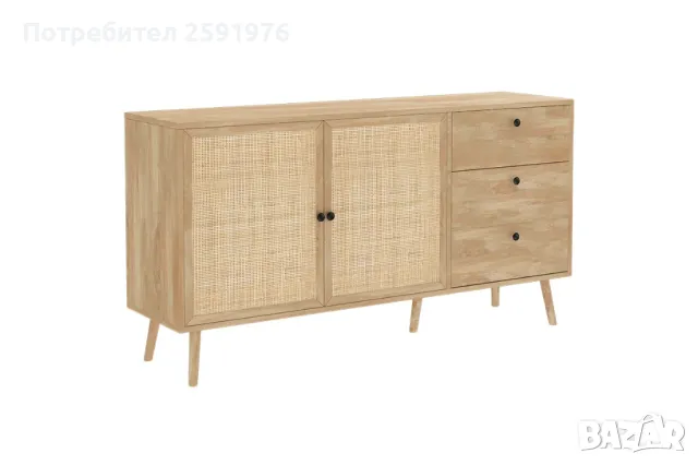 Бюфет с ратан от серията Oslo, Сонома, 150x39x79cm., снимка 1
