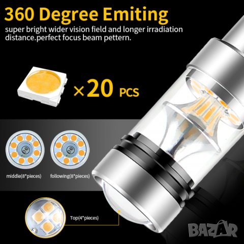 LED Крушка за дневни светлини, за кола, автомобил, ЛЕД Крушки, 1156, без грешки, дневна светлина, снимка 4 - Аксесоари и консумативи - 40063284