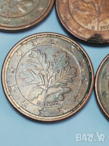 лот 5 евро-цента Германия-2002 г.с букви A;D;G;J, снимка 4 - Нумизматика и бонистика - 53936034