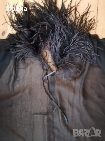 Черна тюлена наметка с пера на Tony LANS , нова с кутия., снимка 2 - Бельо - 53353675