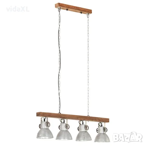 vidaXL Индустриална лампа за таван, сребриста, E27, мангово дърво, снимка 2 - Лампи за таван - 56146720