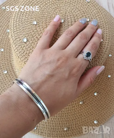 Сребърна Твърда Гривна, снимка 2 - Гривни - 49888817