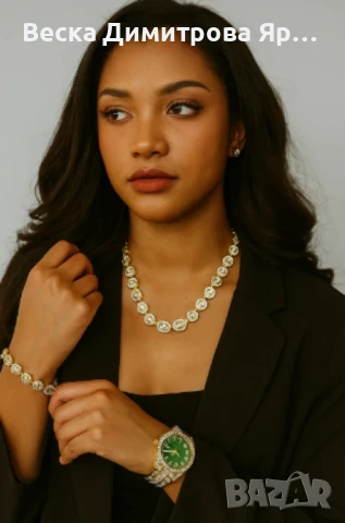 Луксозен комплек бижута, часовник , гривна и колие, снимка 11 - Колиета, медальони, синджири - 51254655