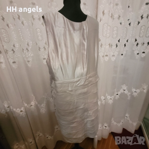 сребириста рокля с камъни , снимка 3 - Рокли - 51556236