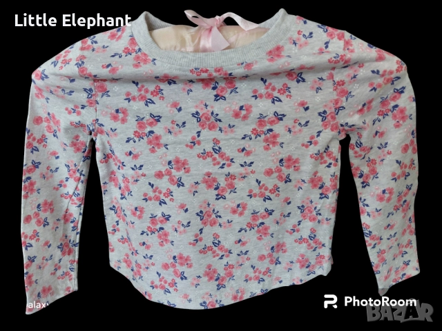Блузка с дълъг ръкав за момиченце на 2-3 год сива с розички,Англоя/нова