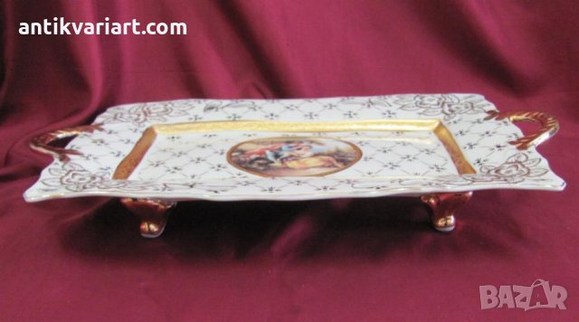Винтич Голям Порцеланов Поднос Япония Маркиран, снимка 5 - Антикварни и старинни предмети - 31664165