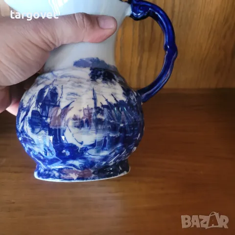 Разкошен санитарен комплект Холандия ръчно рисуван леген и кана порцелан, снимка 3 - Антикварни и старинни предмети - 49207813