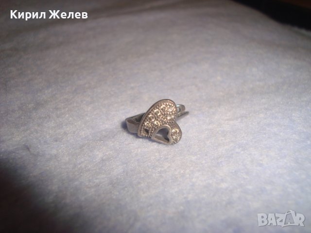 СТАРА АНГЛИЙСКА СЪРЦЕВИДНА СКЪПОЦЕННА АР ДЕКО ОБЕЦА ОКСИДИРАНО СРЕБРО 925 с ФАСЕТИРАНИ ЦИРКОНИ 32419, снимка 7 - Обеци - 38330616