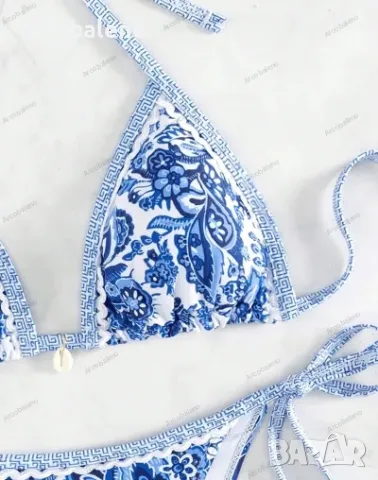 Секси дамски бански костюм в син флорален принт , снимка 2 - Бански костюми - 50405933