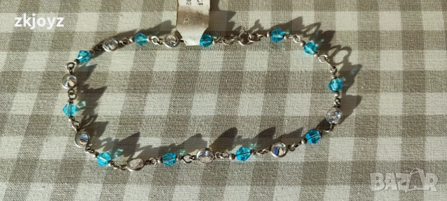 НОВА СРЕБЪРНА ГРИВНА ЗА КРАК С ЦИРКОНИИ 4.30 ГРАМА/ ПРОБА 925 , снимка 4 - Гривни - 51160469