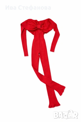 Нов спортен елегантен червен сет комплект костюм  Alice Evis топ и панталон висока талия S/М 