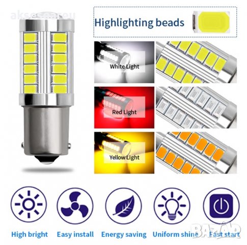 Светодиодна крушка за кола Спирачни светлини Лампа за заден ход Автоматични светодиодни мигачи 1156 , снимка 16 - Аксесоари и консумативи - 37652716