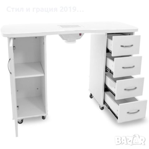 Маса за маникюр с прахоуловител 2027 - бяла (121 x 46 x 80) - 6W, снимка 3 - Педикюр и маникюр - 44256279
