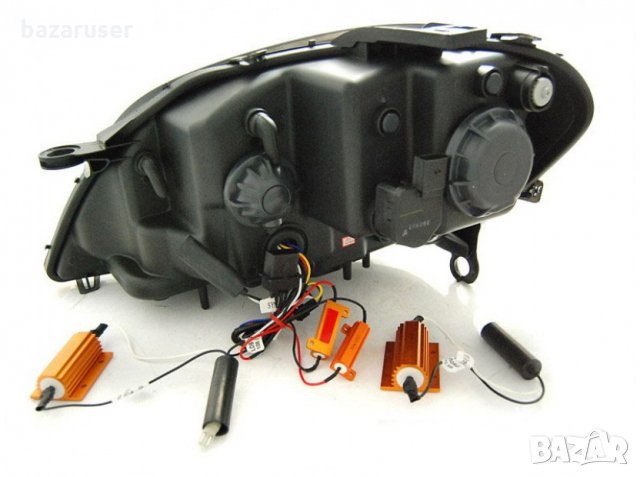 Комплект тунинг фарове за Mercedes ML W164 2005-2008 с черна основа, ляв и десен, снимка 3 - Аксесоари и консумативи - 32114746