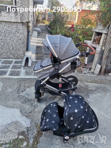 Бебешка количка Мони Гала с кошче за кола, снимка 7 - Детски колички - 42784193