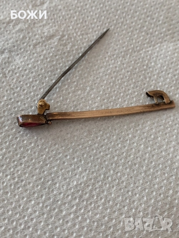  антична златна брошка с рубин, снимка 3 - Антикварни и старинни предмети - 51865168