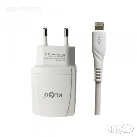 Зарядно за телефон таблет Lightning 220V 2A Digital One SP01056 KLGO KC-2 Fast Charging Auto ID