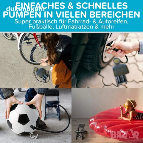 Мощна крачна помпа с двоен цилиндър и манометър до 10 bar – универсална помпа, снимка 6 - Аксесоари за велосипеди - 53382215