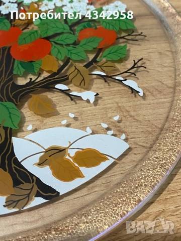 Витраж стиклопис 1970г. « Four Seasons Tree », снимка 4 - Антикварни и старинни предмети - 52583531