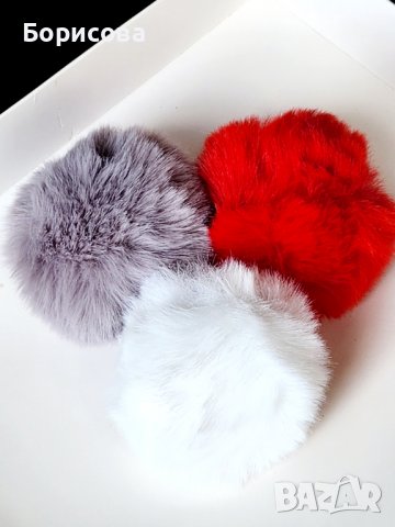 Комплект 6 броя помпони  за шапки 10см, снимка 3 - Други - 38342430