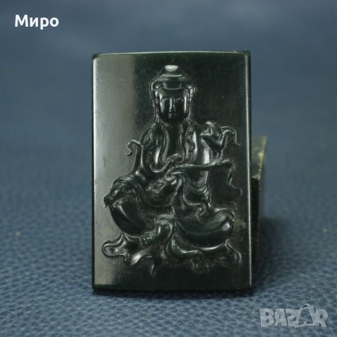 ЕСТЕСТВЕН НЕФРИТ С ИЗОБРАЖЕНИЕ НА АЗИАТСКА БОГИНЯ???БУДА??? МЕДАЛЬОН ВИСУЛКА , снимка 2 - Антикварни и старинни предмети - 40492872