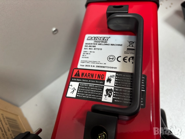 НОВ! В ГАРАНЦИЯ! Инверторен електрожен Raider 160A RD-IW180, 20-160 A, 1.5-4 мм, снимка 8 - Други инструменти - 52237629