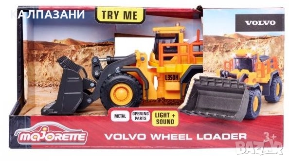 Метална играчка Majorette - Колесен товарач фадрома Volvo, със звукови ефекти 213723001