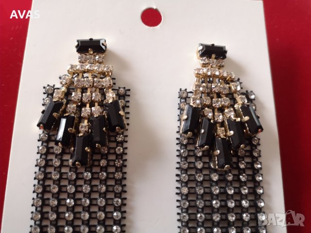 Нови H&M обеци - 45% дълги висящи обеци черни, снимка 2 - Обеци - 31547892