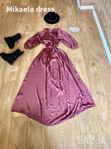 Чисто нова дълга рокля от Zara, идеална за специални поводи и ежедневието. Елегантен модел с перфект, снимка 8 - Рокли - 52371752