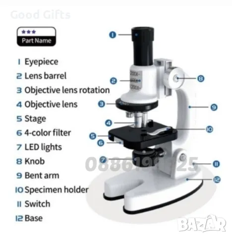 Детски микроскоп Science Microscope Suit 1200X, снимка 4 - Образователни игри - 47292050