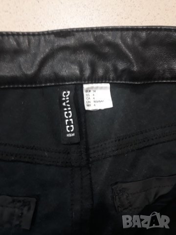 Елегантен дамски черен кожен панталон HM Devided, снимка 3 - Панталони - 31343841