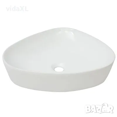 vidaXL Керамична триъгълна мивка, бяла, 50,5x41х12 см（SKU:142345）, снимка 1 - Мивки - 48497896