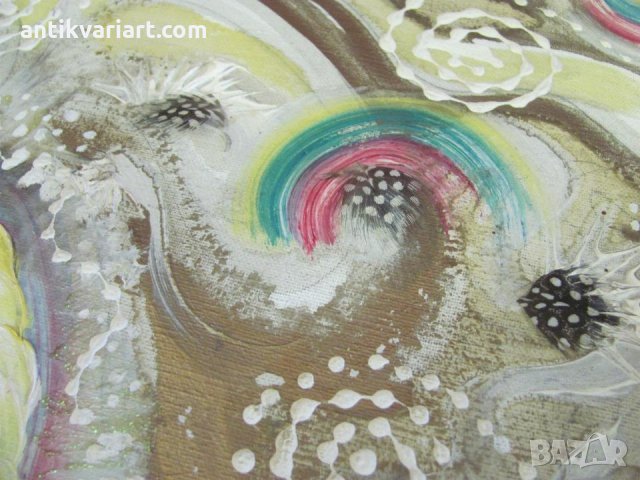 Стара Картина масло върху платно абстранция, снимка 5 - Картини - 31822423