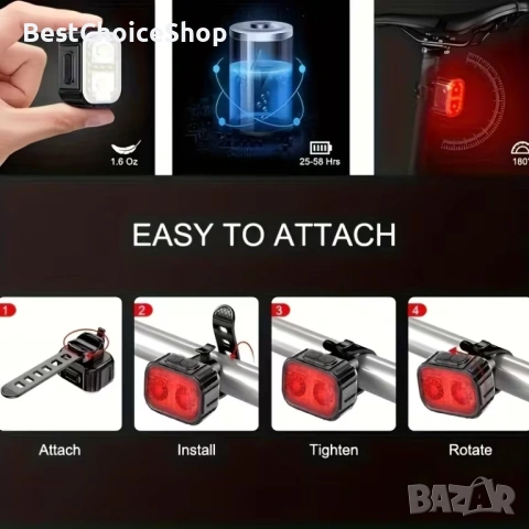 USB презареждащи се велосипедни светлини Предни и задни Супер ярки LED – Водоустойчиви , снимка 3 - Аксесоари за велосипеди - 53133807