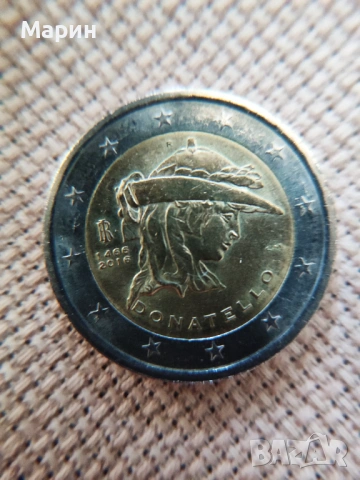 2016 ИТАЛИЯ 2 ЕВРО ДОНАТЕЛО 550-ГОДИШНИНА ОТ СМЪРТТА МУ.