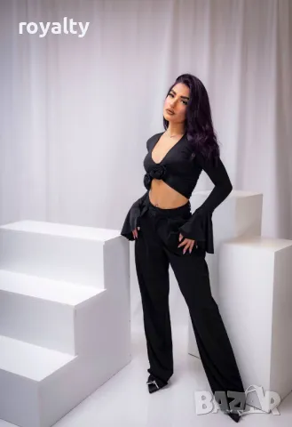 Дамски черен панталон , снимка 2 - Панталони - 49702861