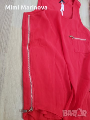 Червен топ със странични ципове и джобче Jennifer Lopez ♥ , снимка 5 - Корсети, бюстиета, топове - 30554778